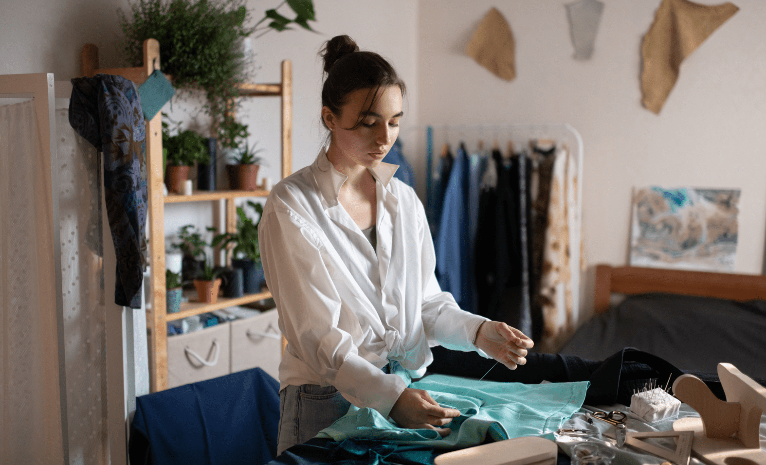 woman sewing