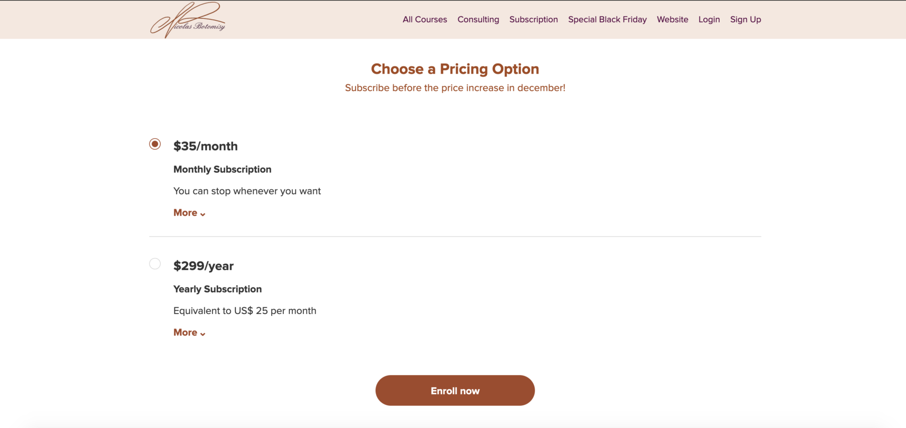 Nicolas Botomisy pricing options