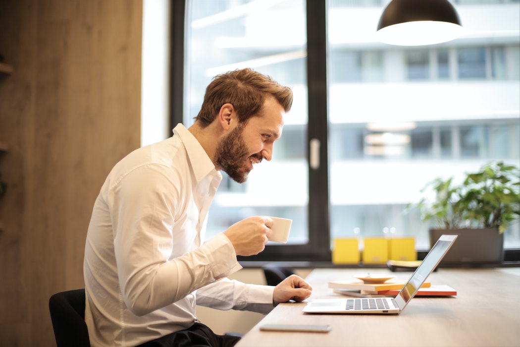 person working at laptop