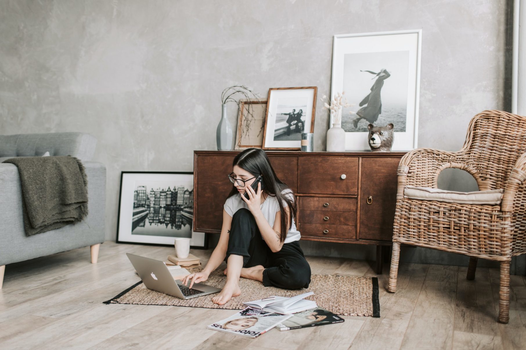 woman working on the floor