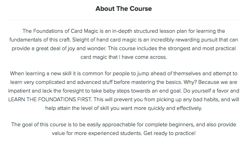 52 kards course description