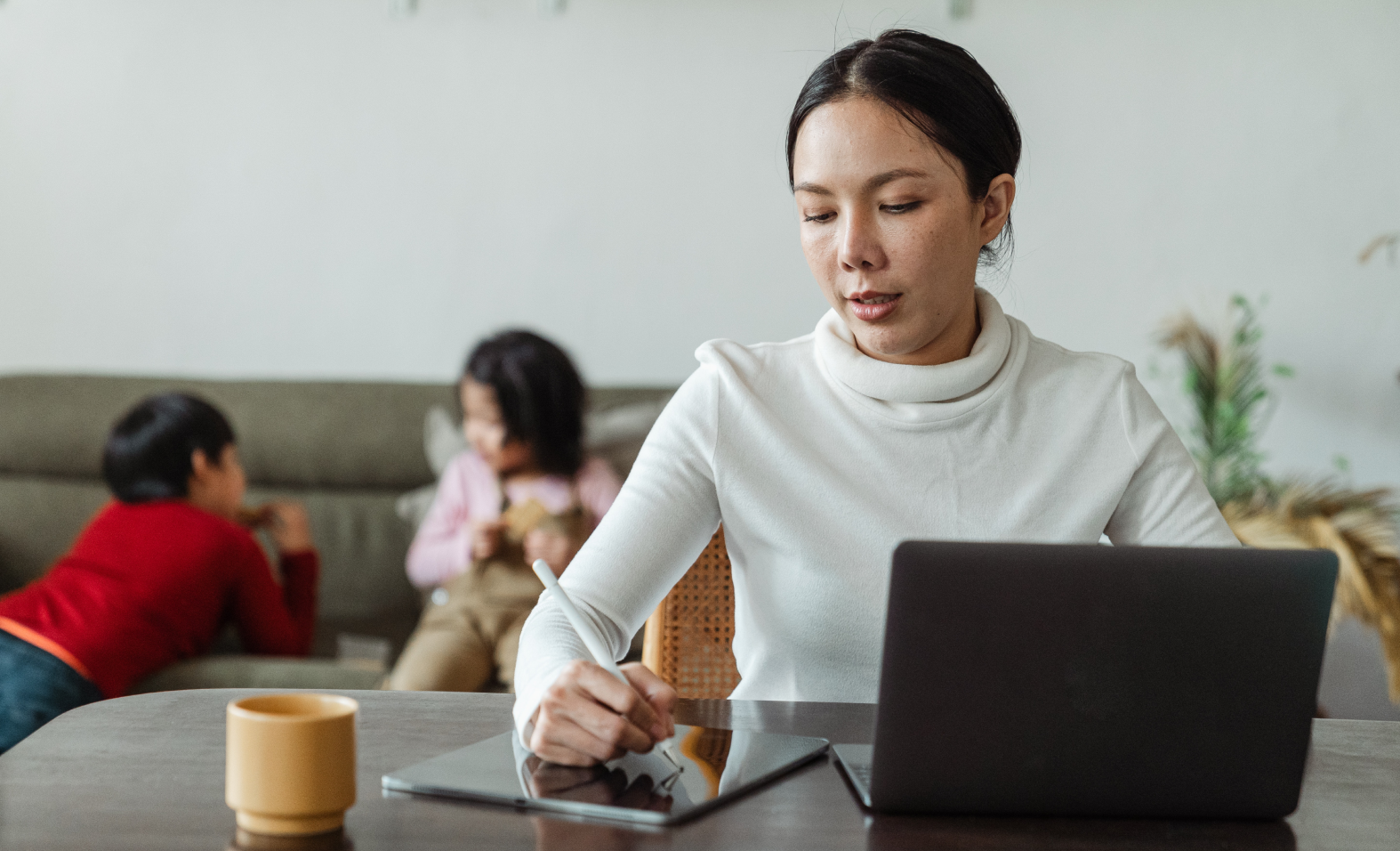 woman working at desk