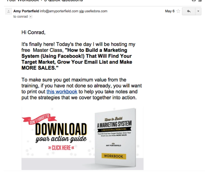 Amy Porterfield Product Email Example