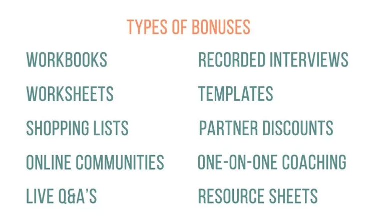 Types of bonuses