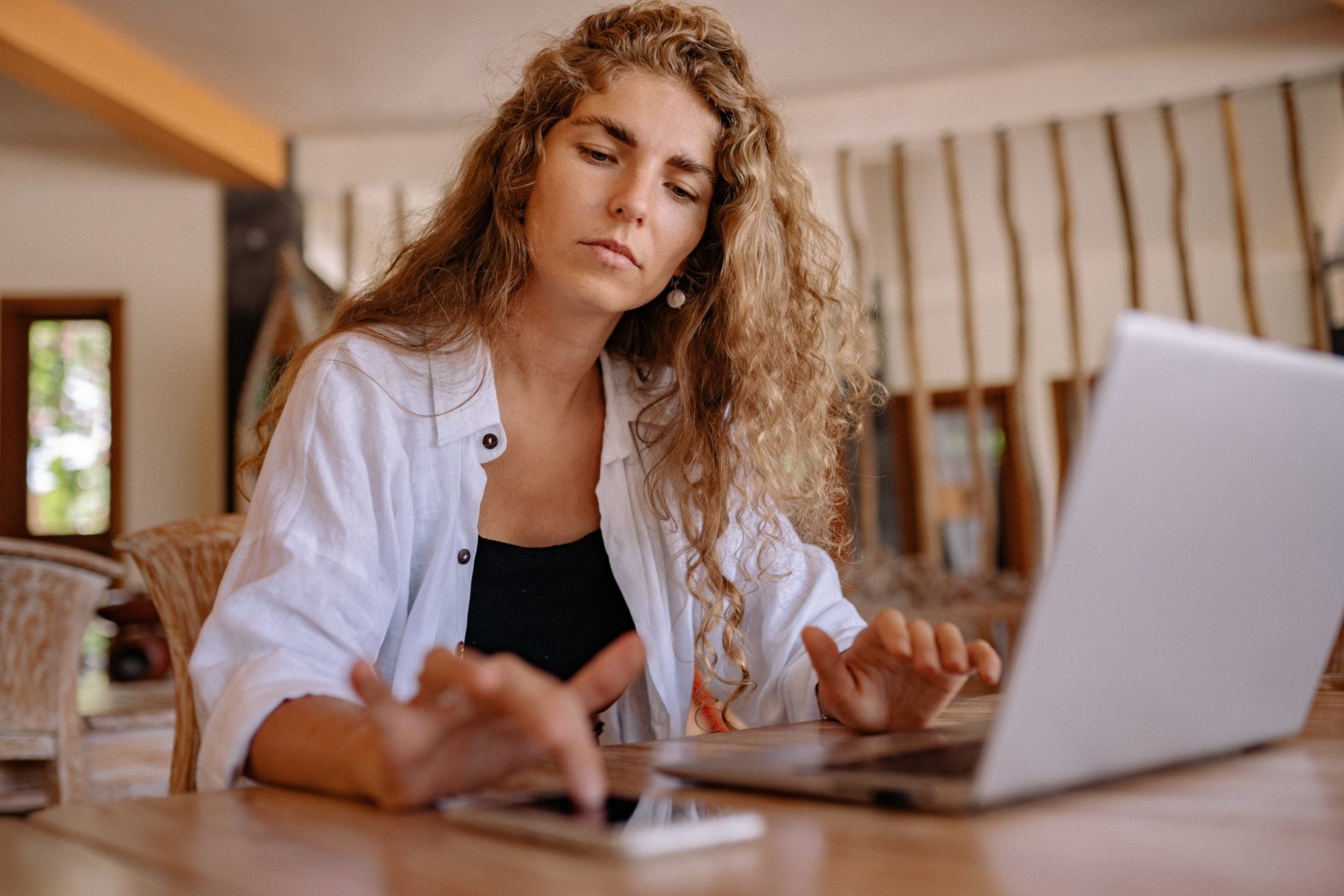 woman working at desk