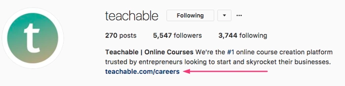 teachable instagram bio