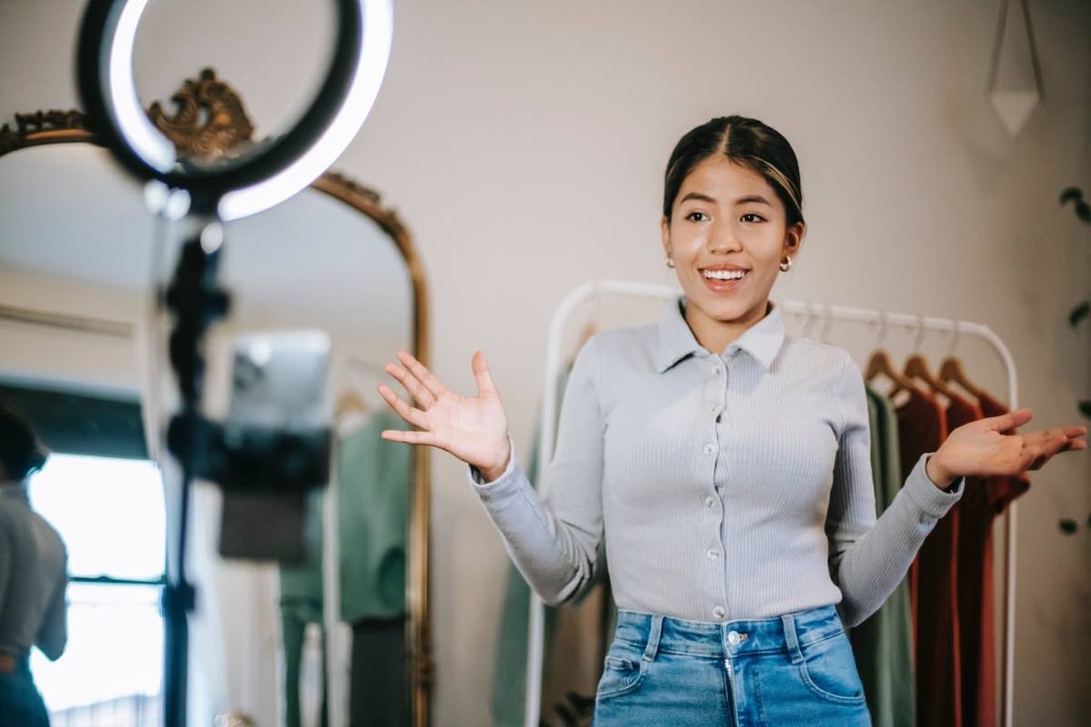 woman filming herself