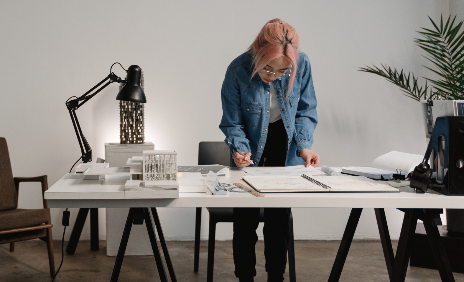 woman working at desk