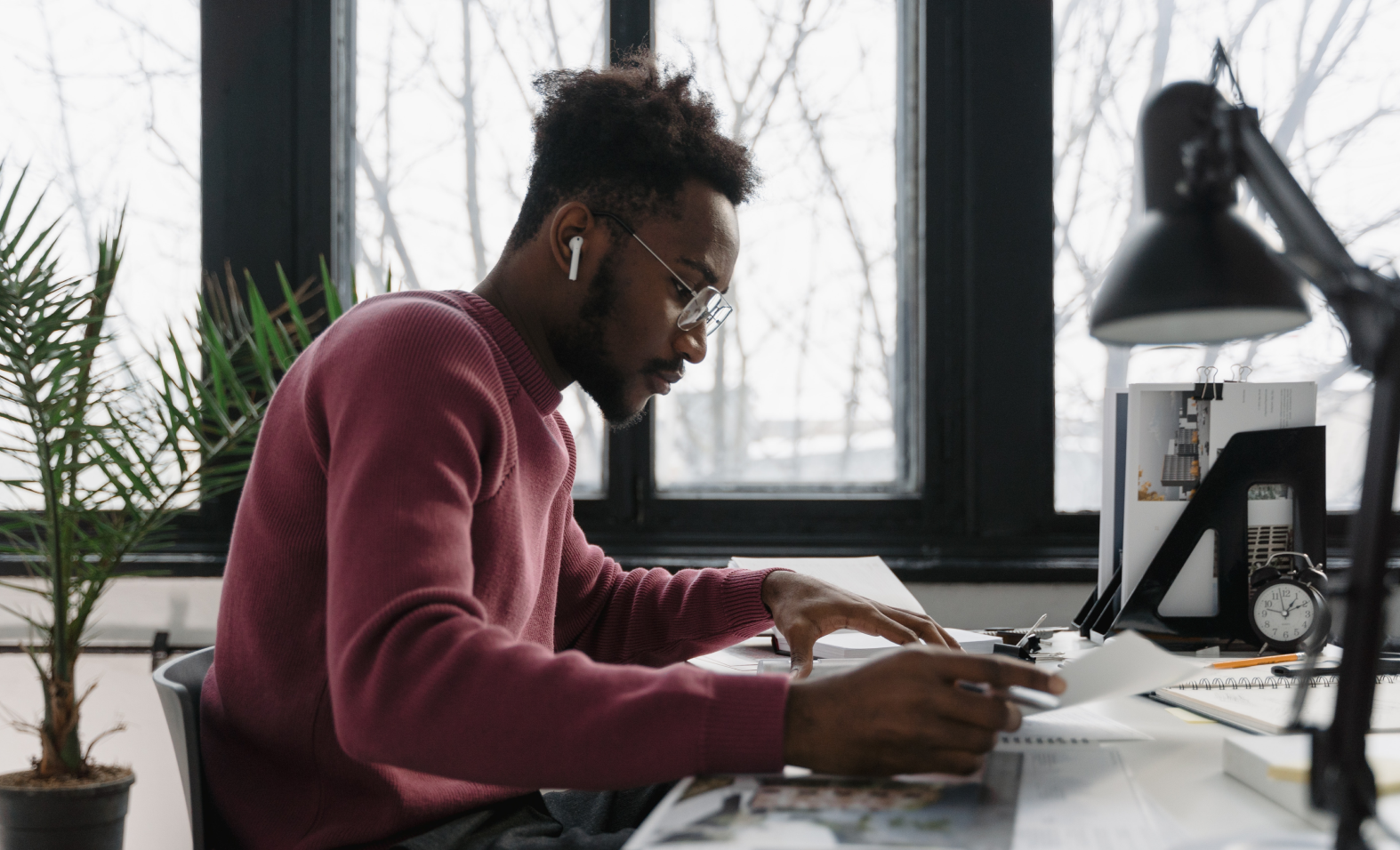 man at computer working