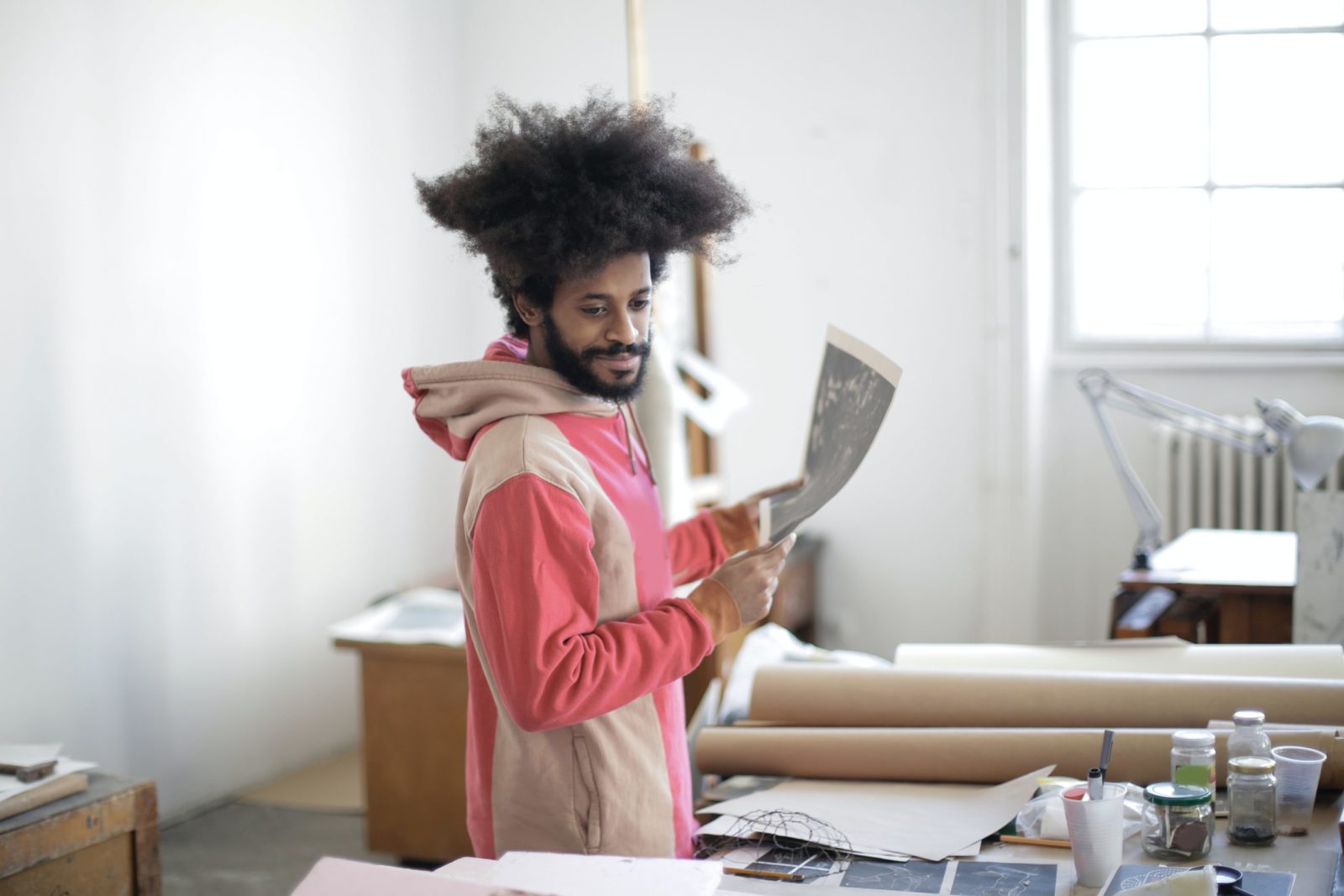 man working in print shop