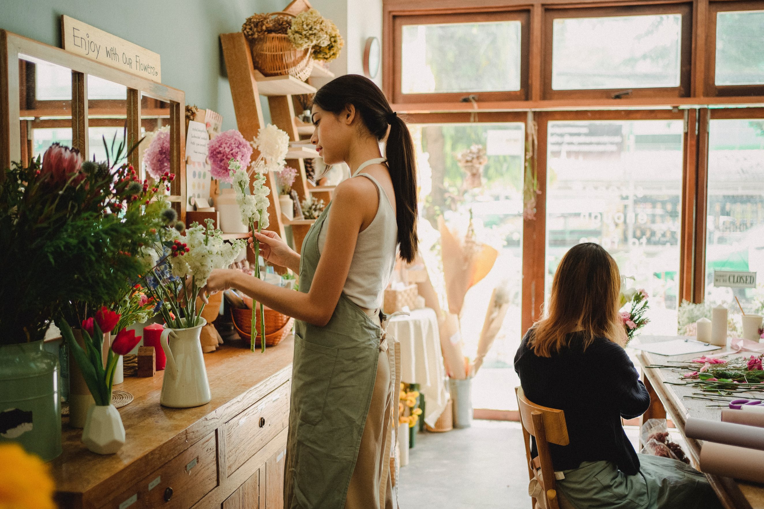 woman at florist shop