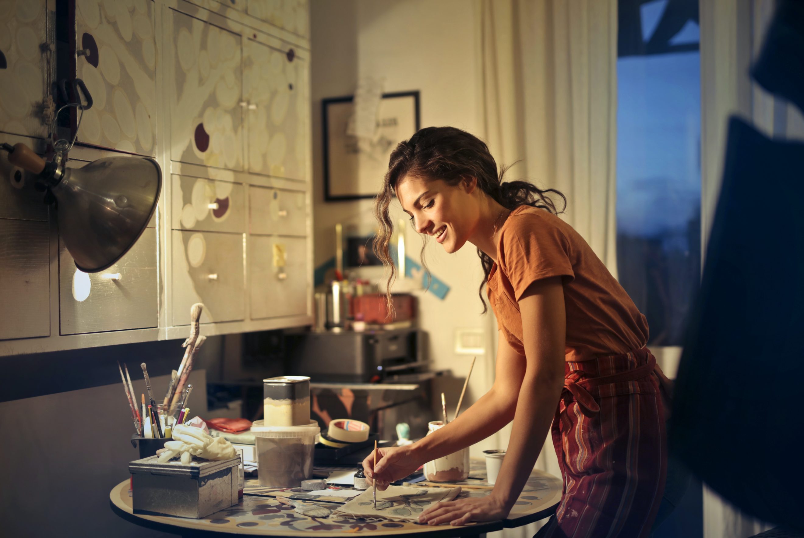 woman at home office