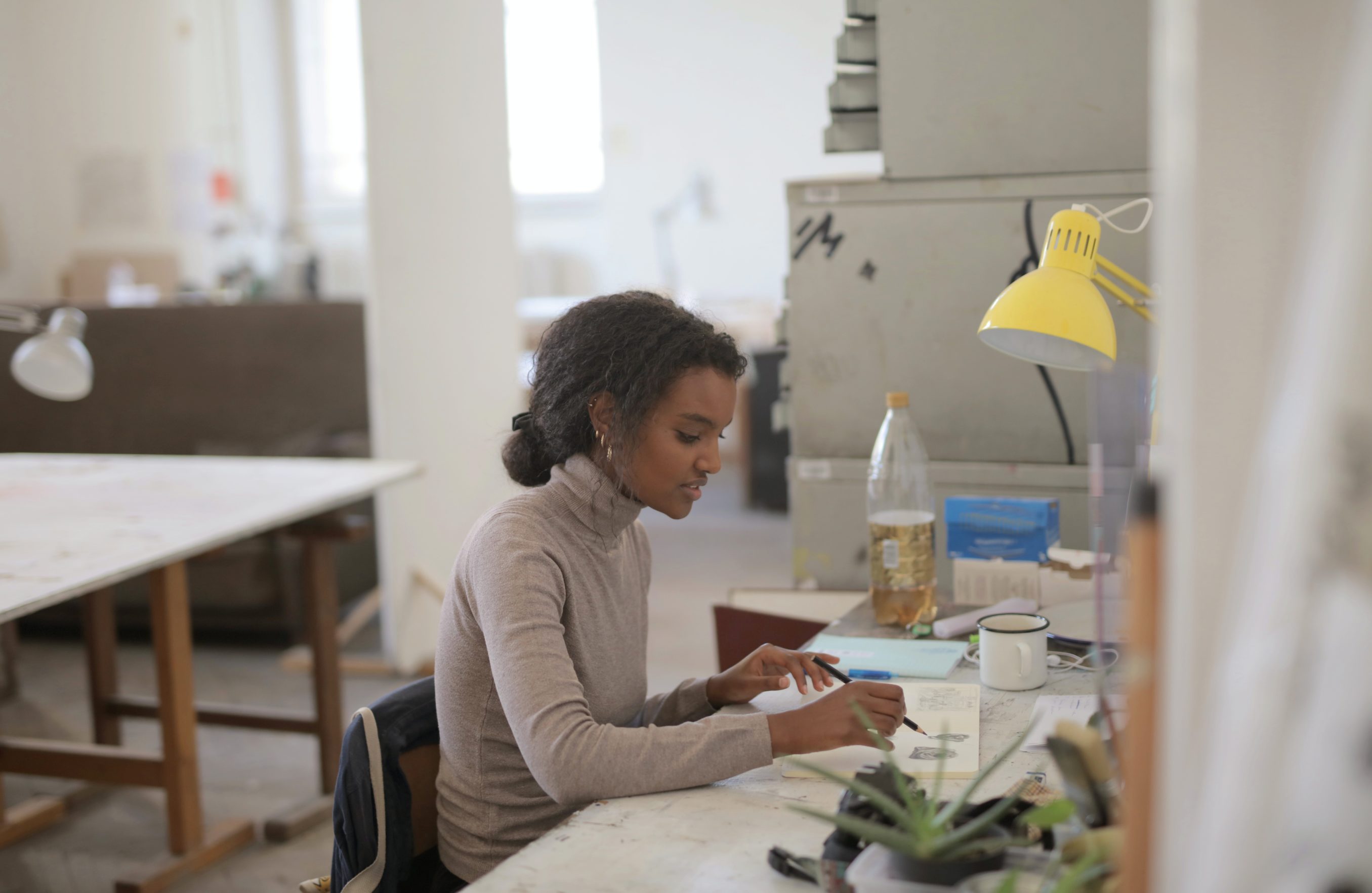 artist at desk