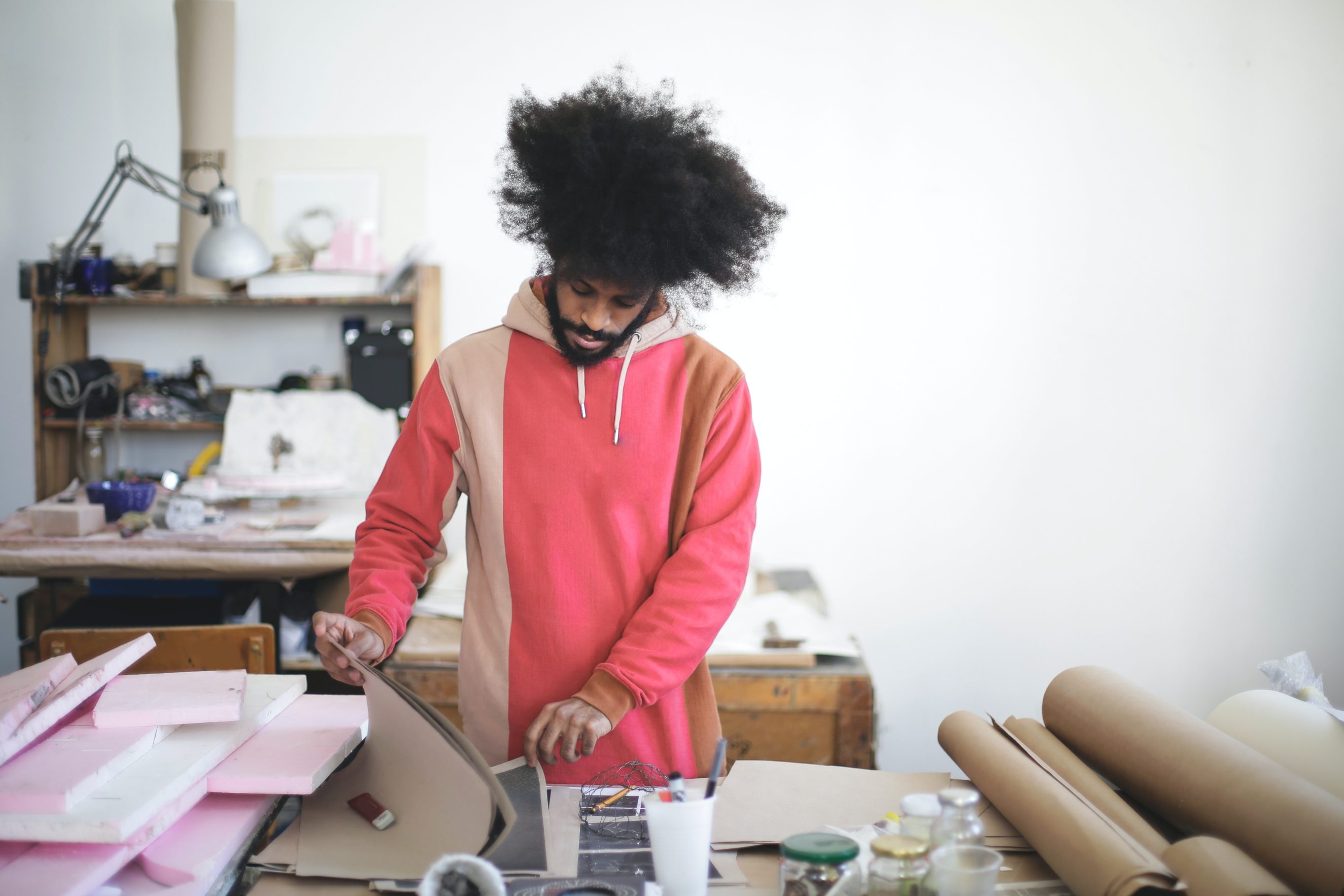 man working in studio