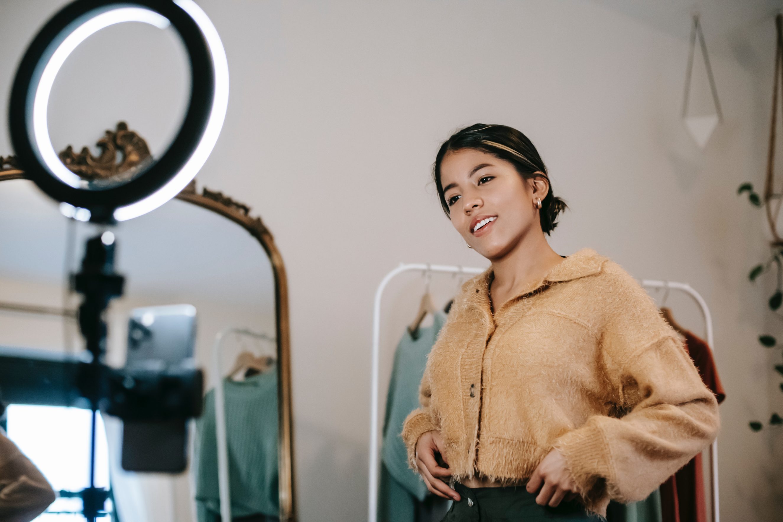 woman and ring light