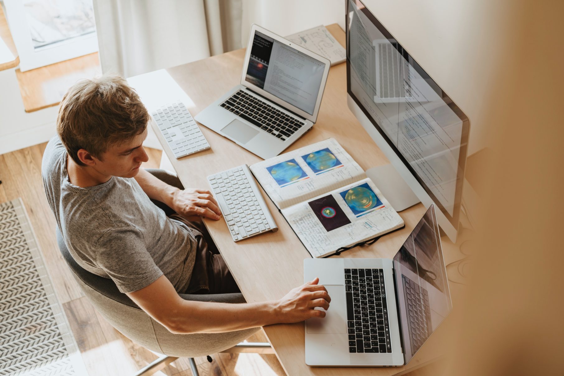 man at computer desk