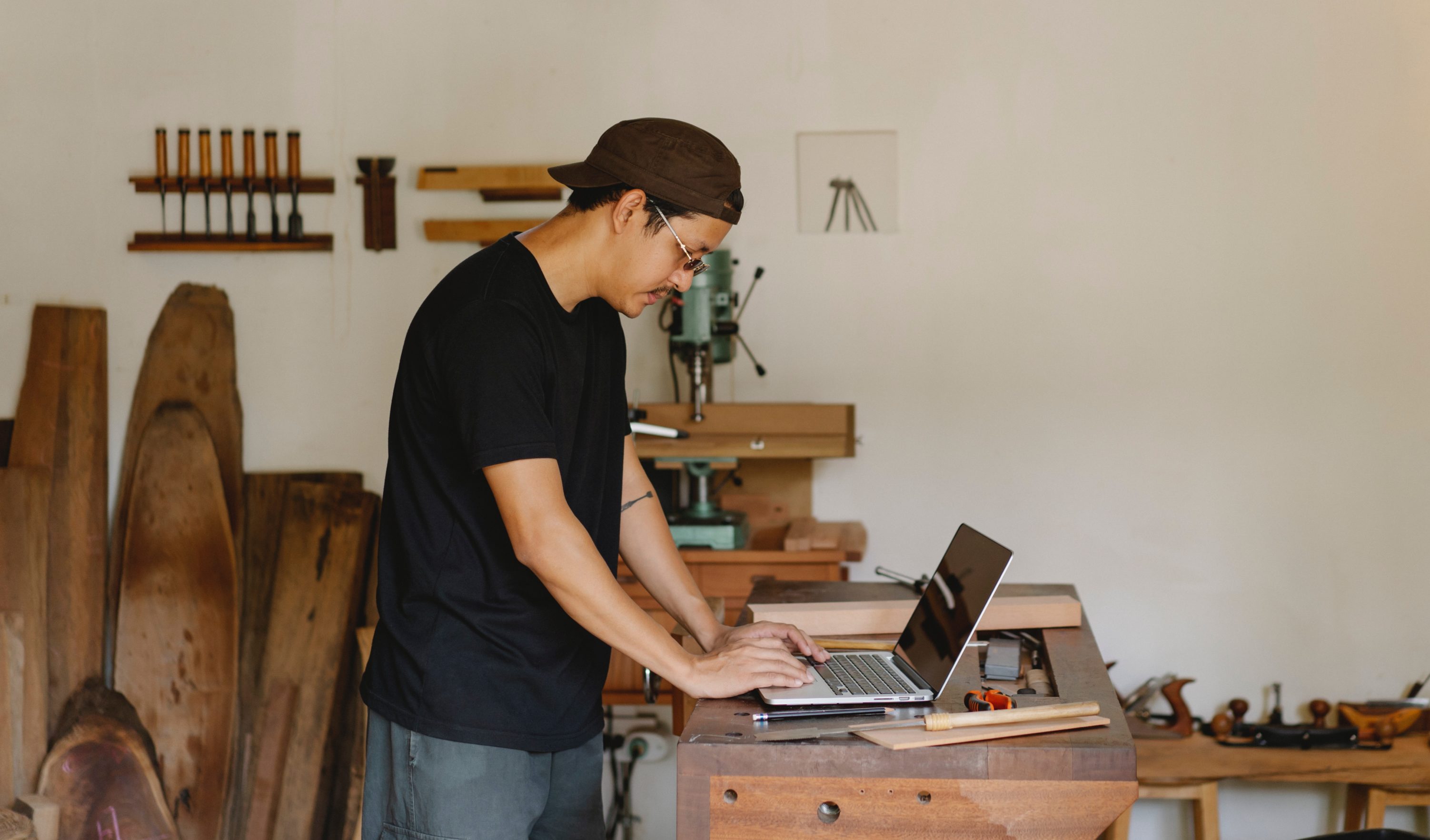 woodworker in woodshop