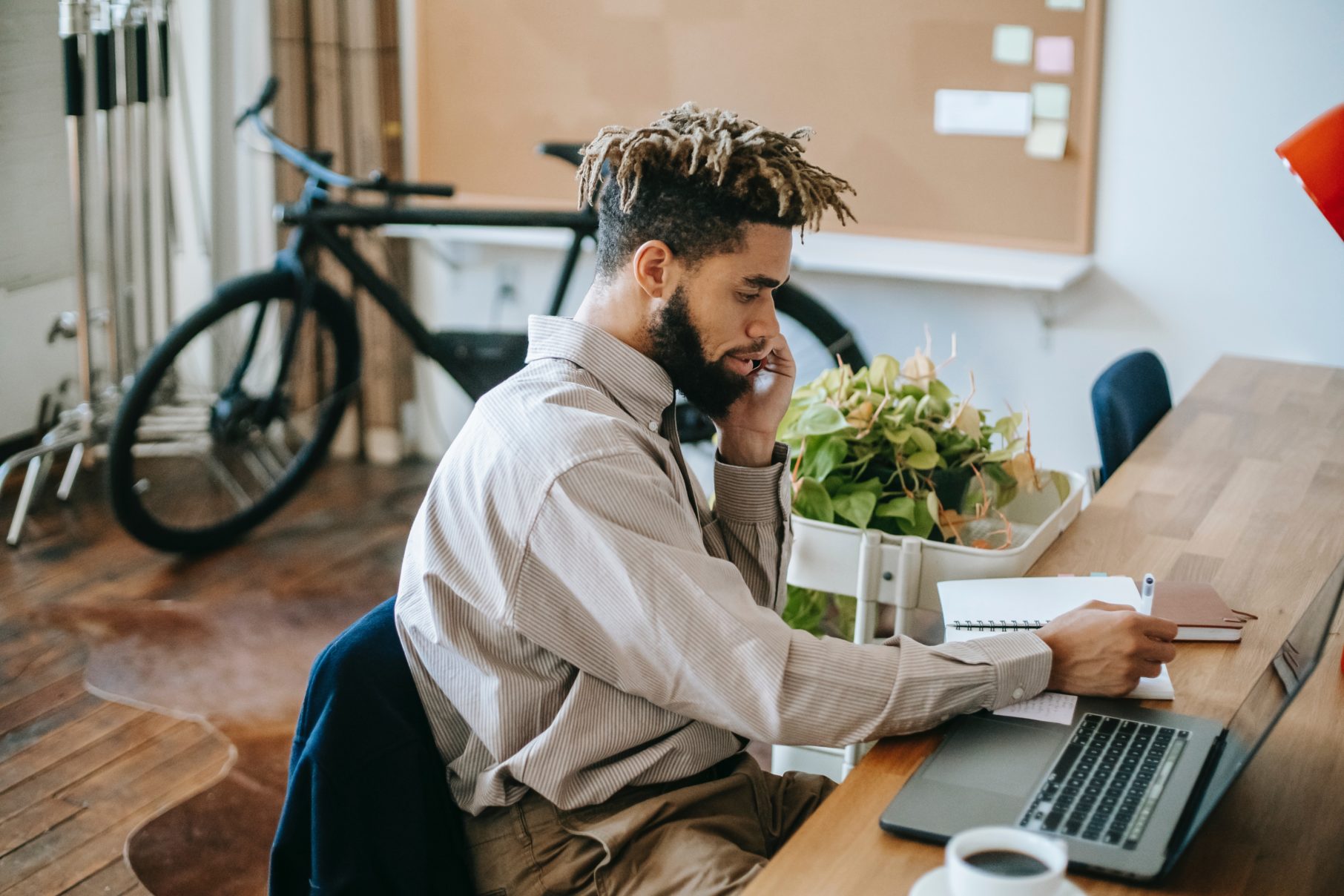 man working from home