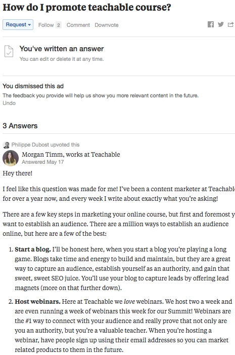 teachble quora response