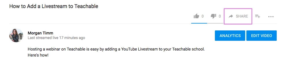 YouTube livestream announcement