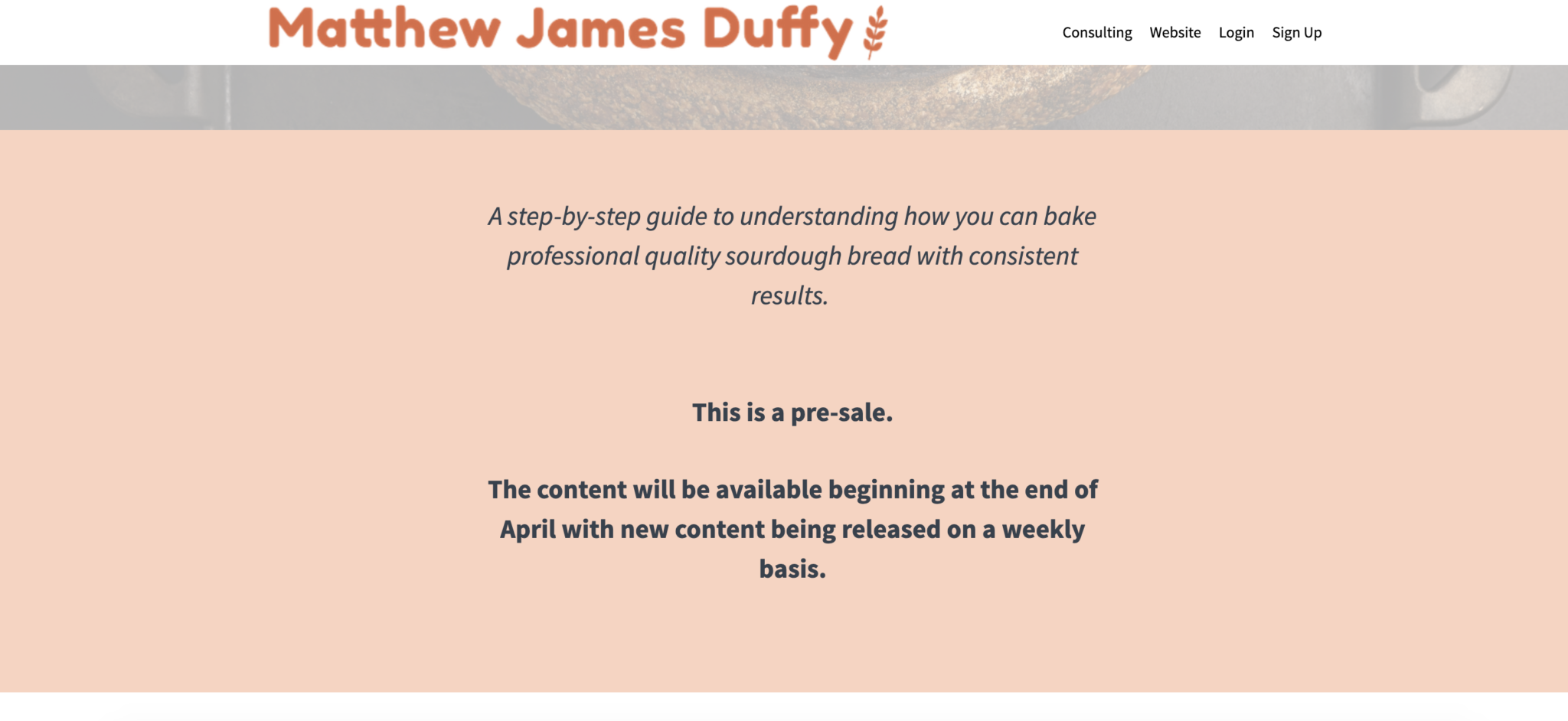 Matt Duffy pre-sale course page