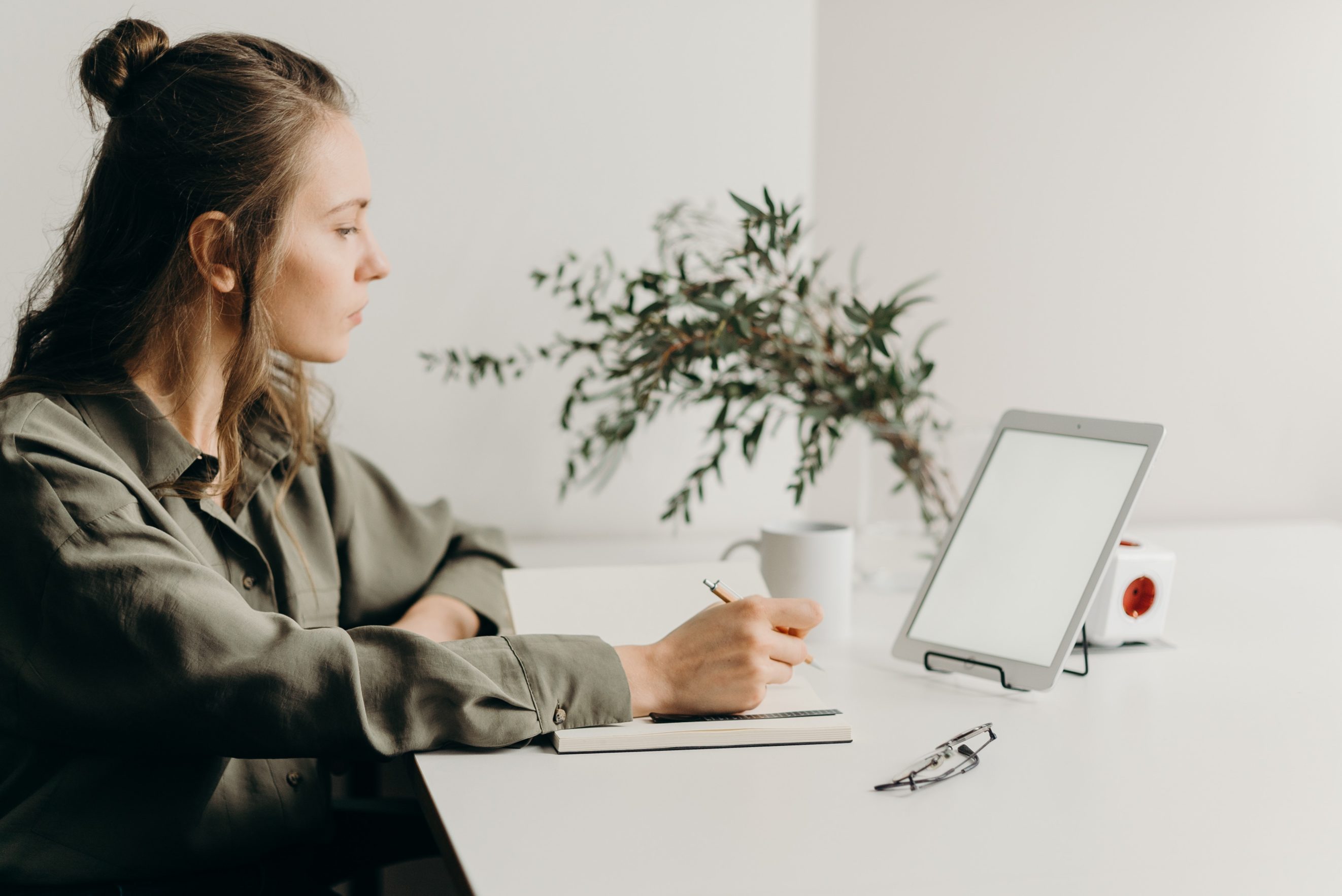 woman working at laptop