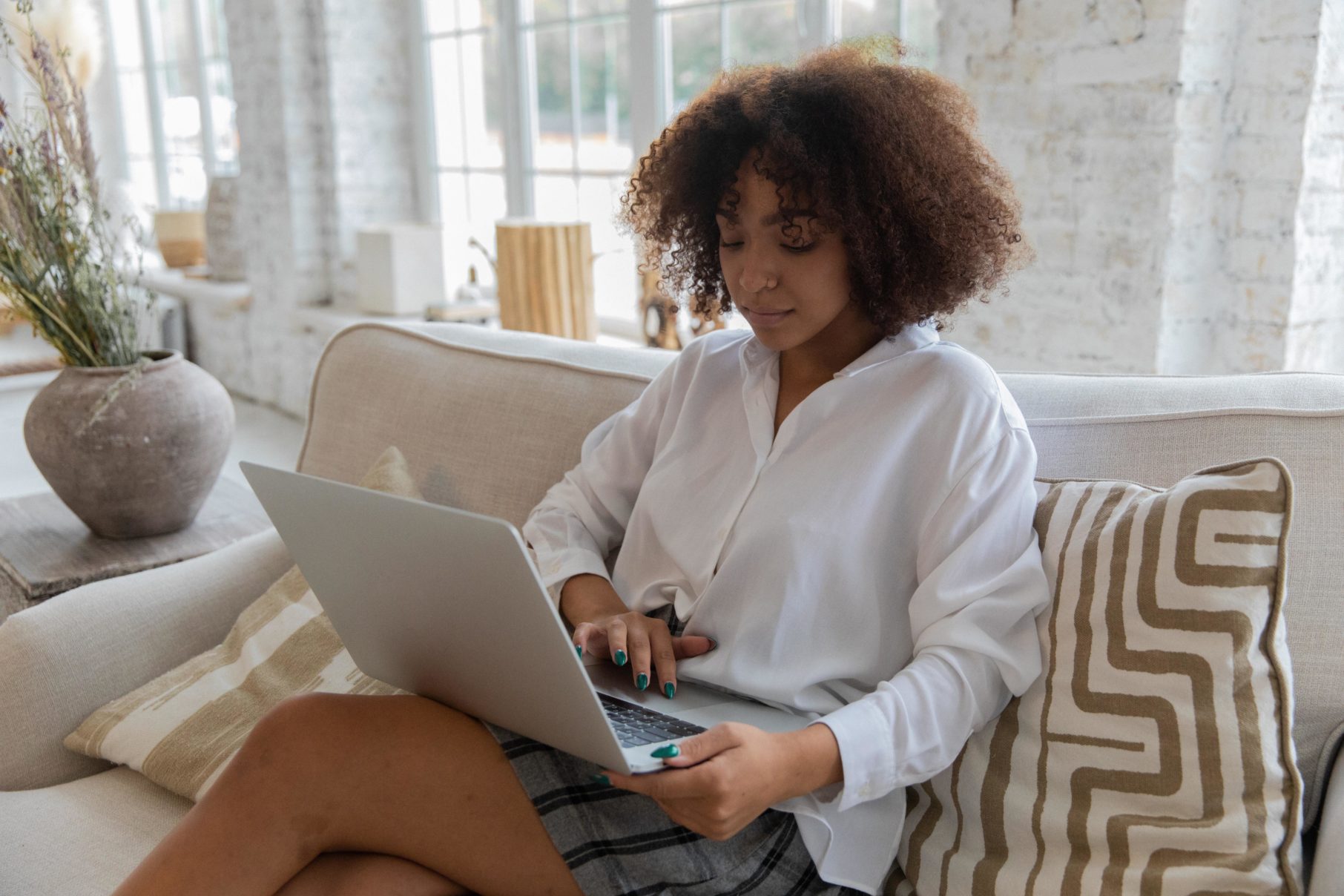 woman working on laptop