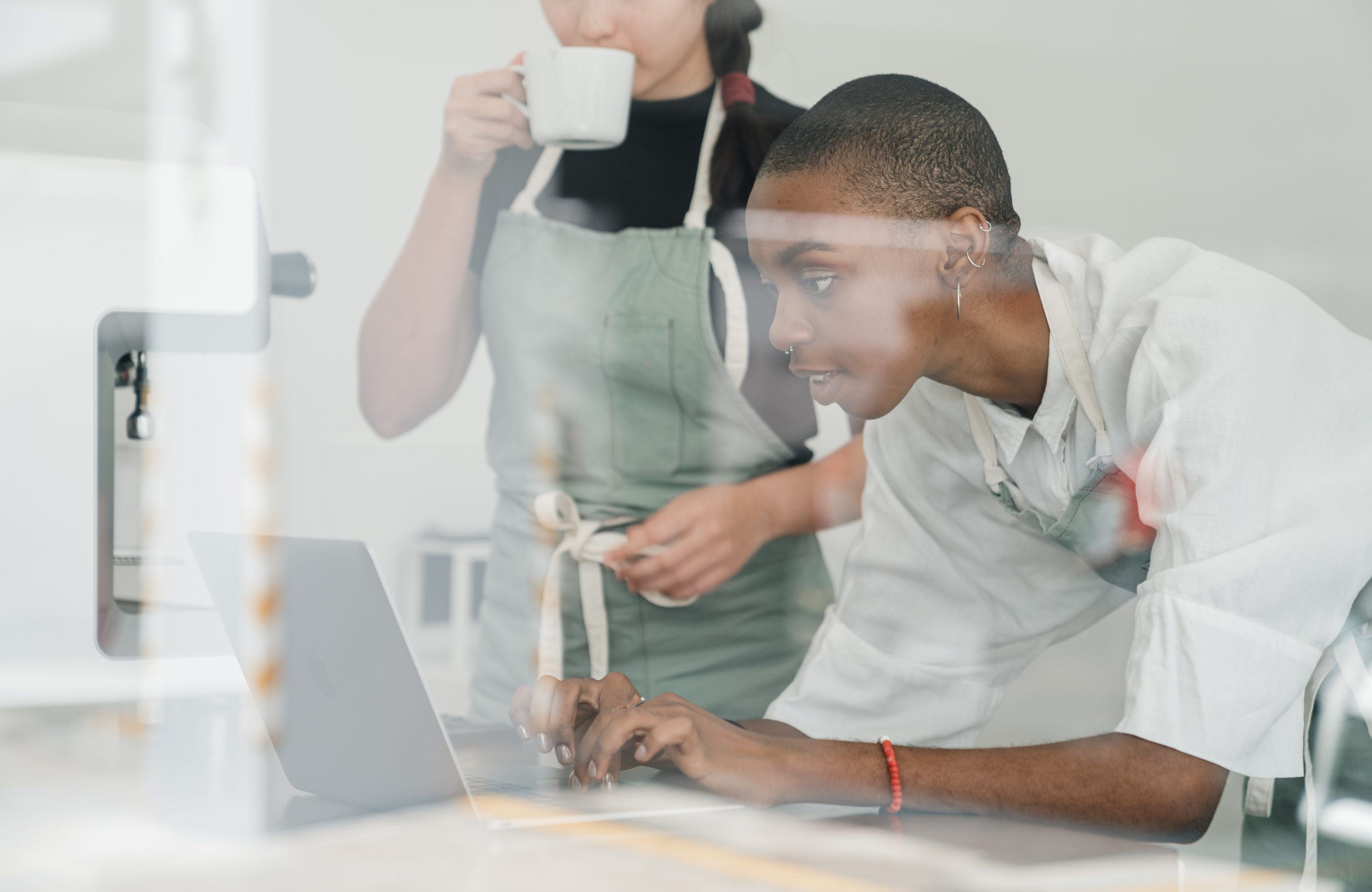 people working at computer