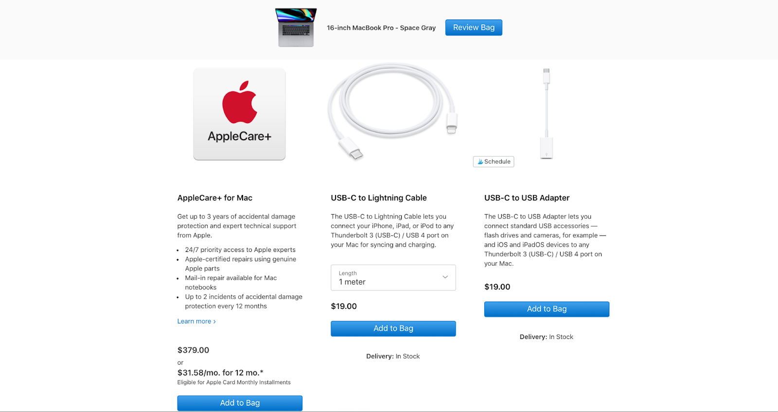 Apple order bump example