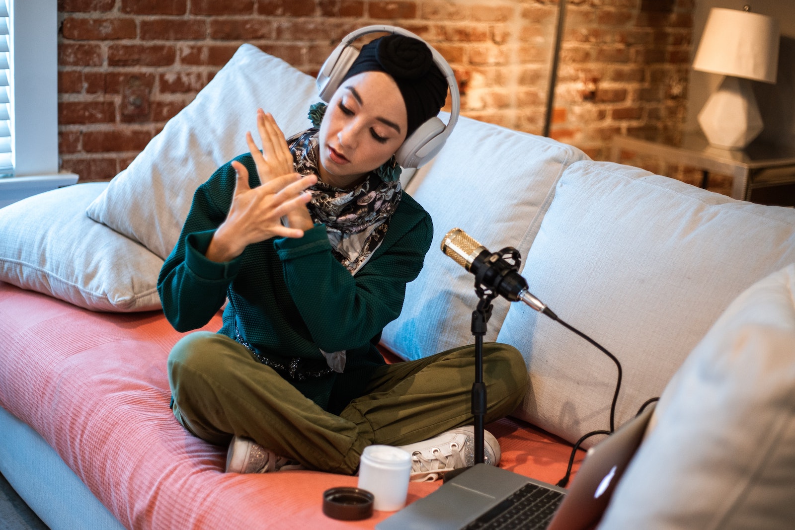 woman recording audio