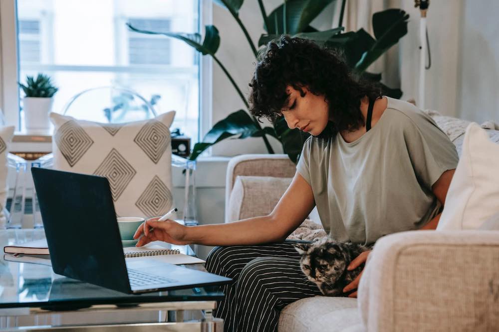 woman working at home