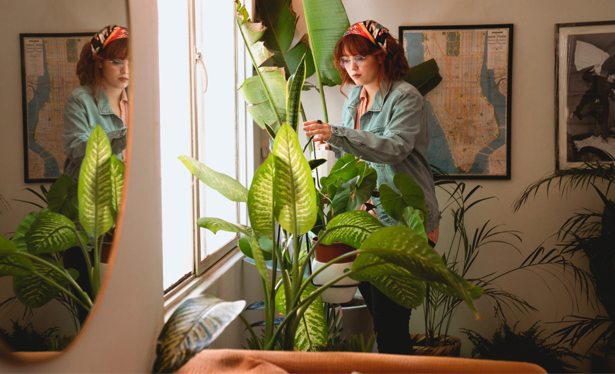 woman watering plants