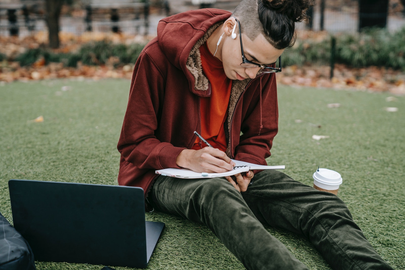 student working outside