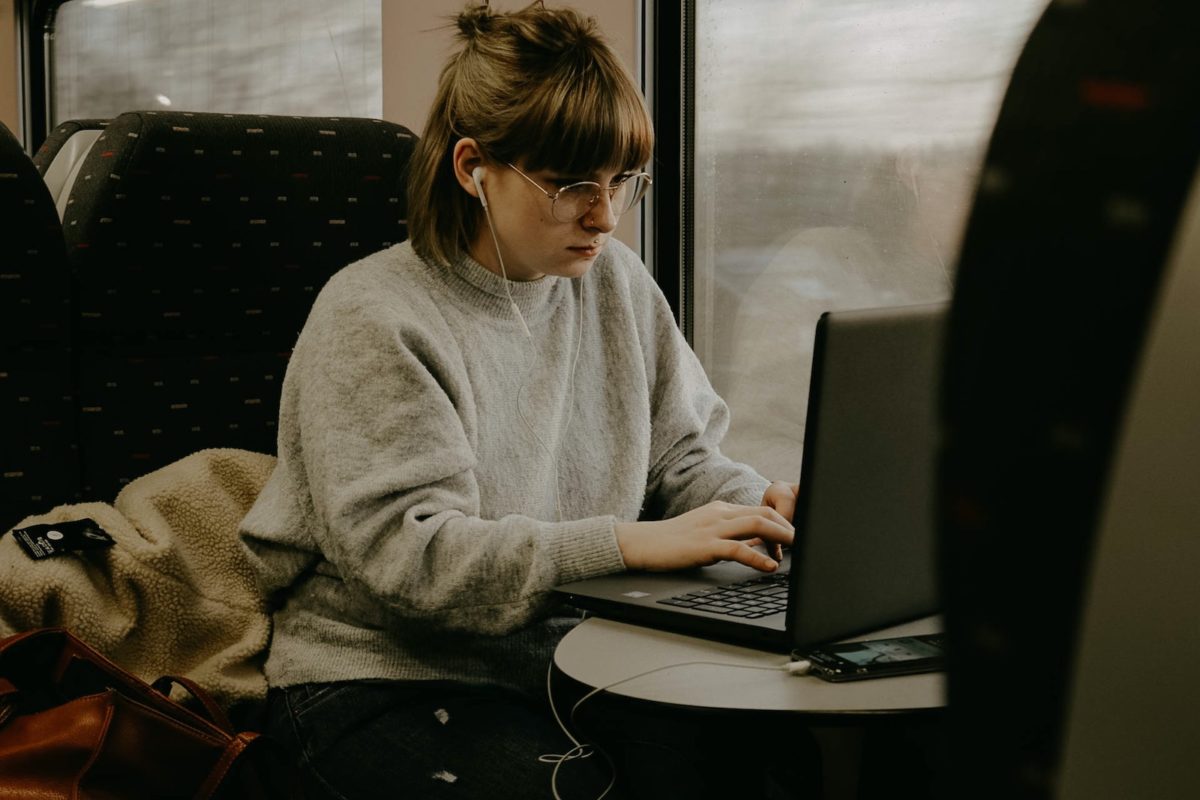 person working on train