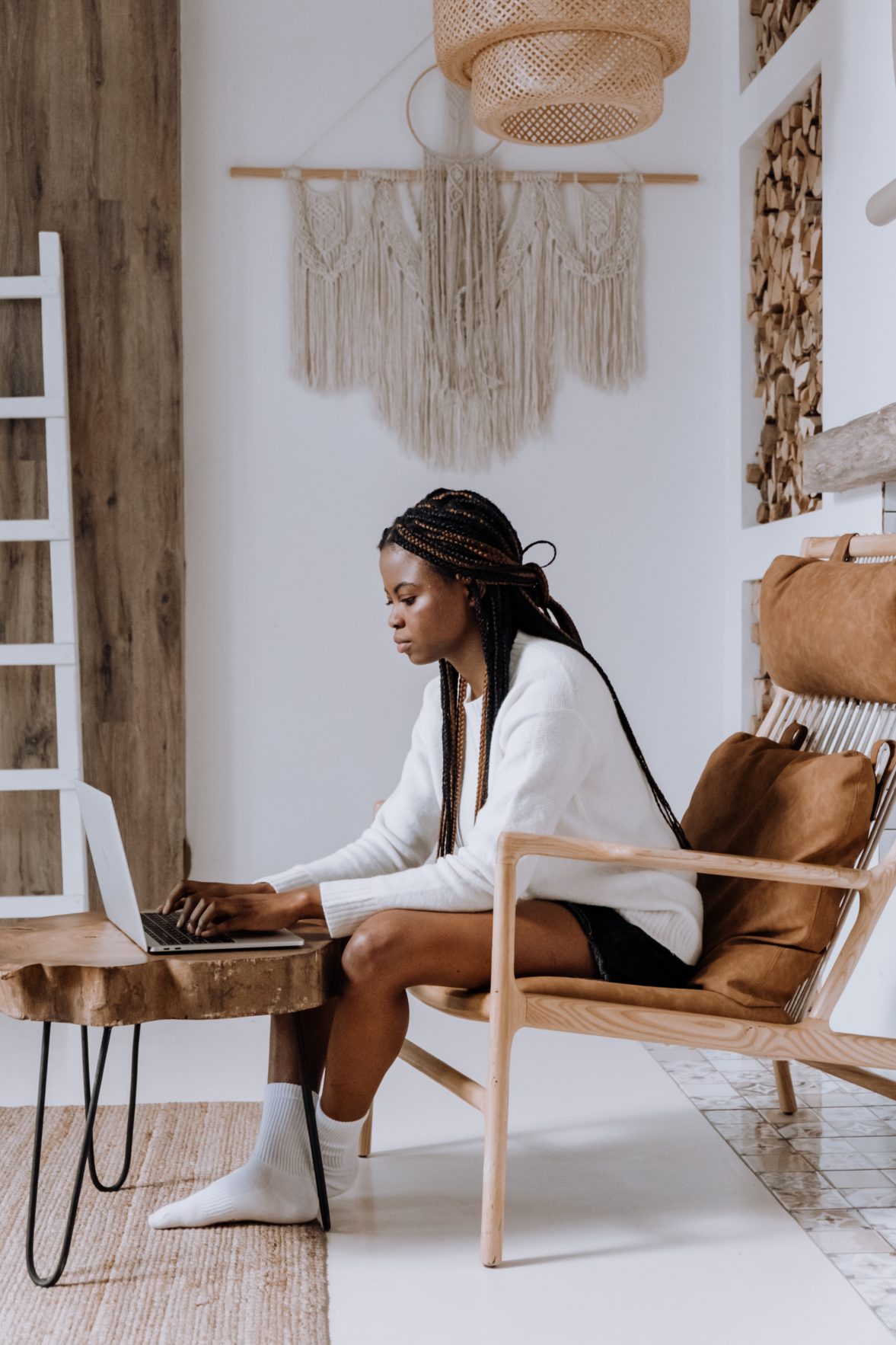 woman working on laptop