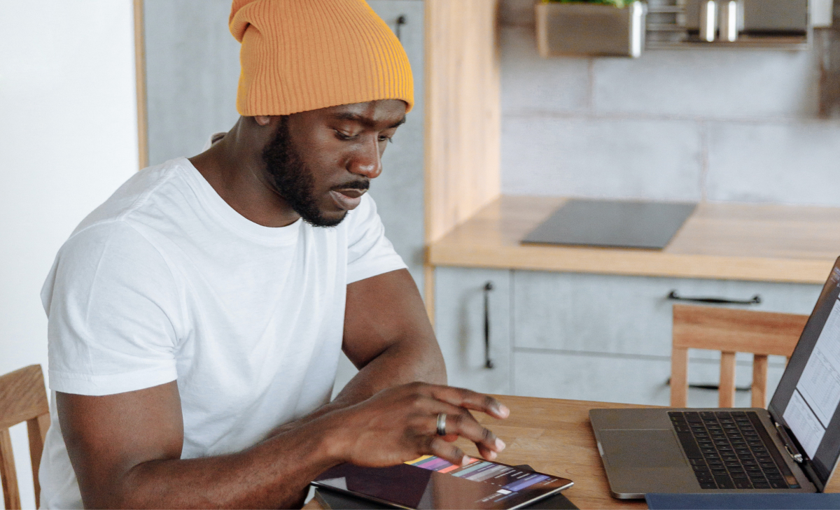 man on computer