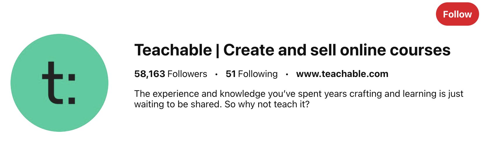 teachable pinterest profile