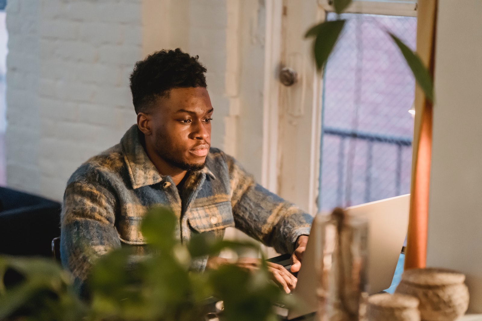 man working at computer