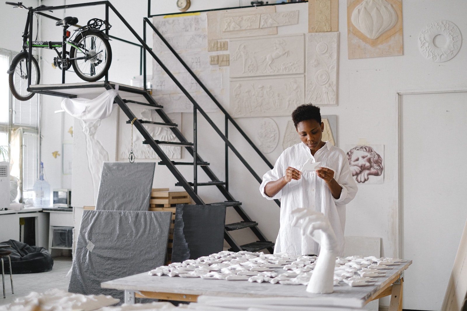 person working in sculpture studio