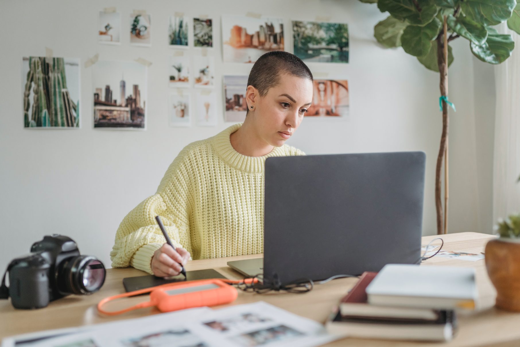 woman working at desk