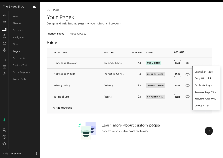 july product update pages teachable