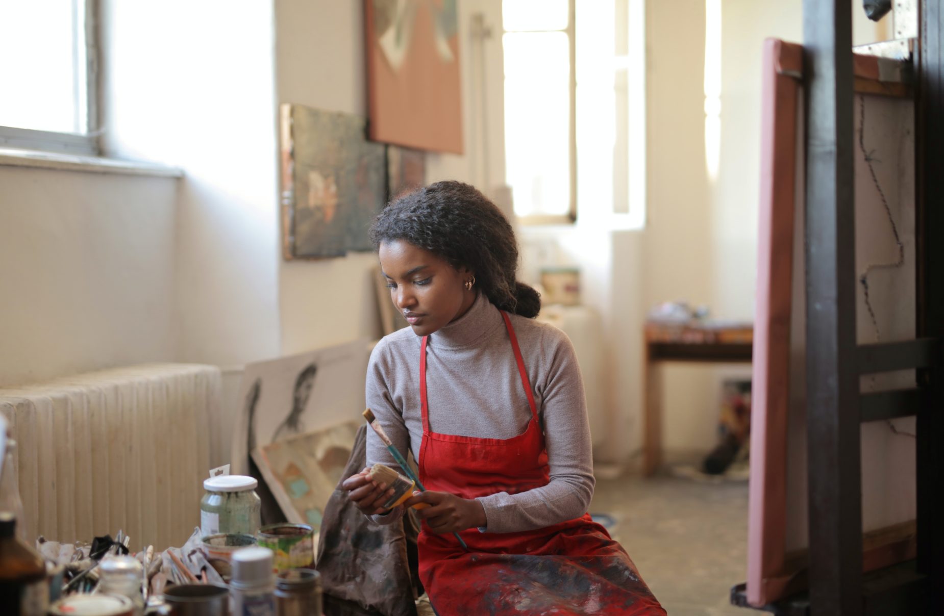 woman in painting studio