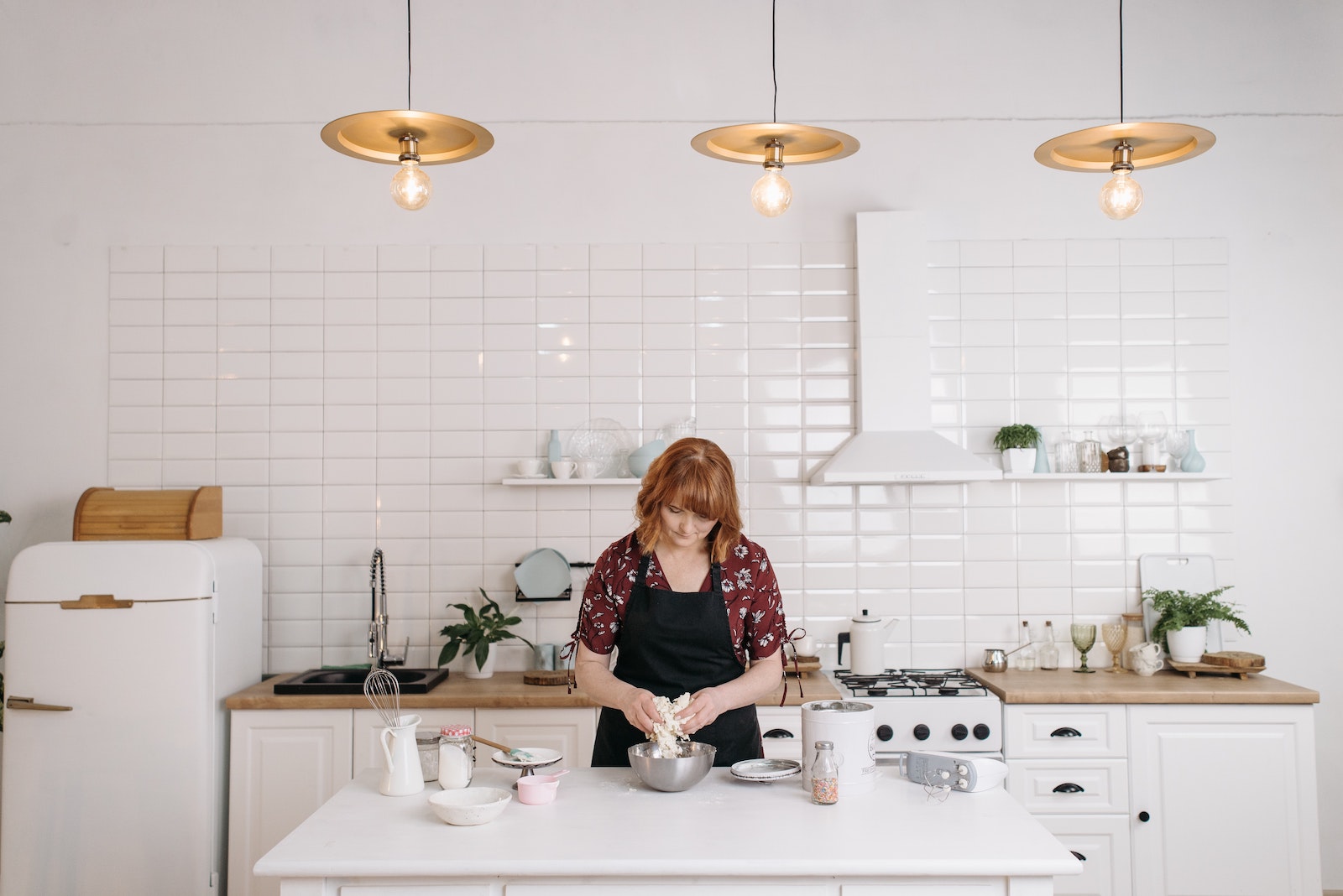 cook filming in kitchen