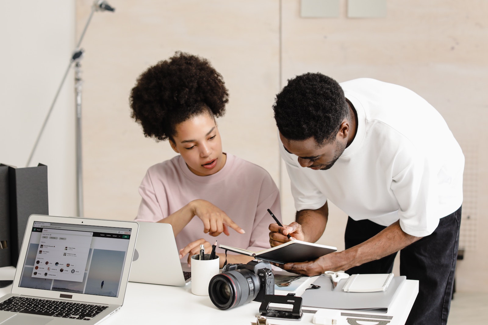 two people working in studio