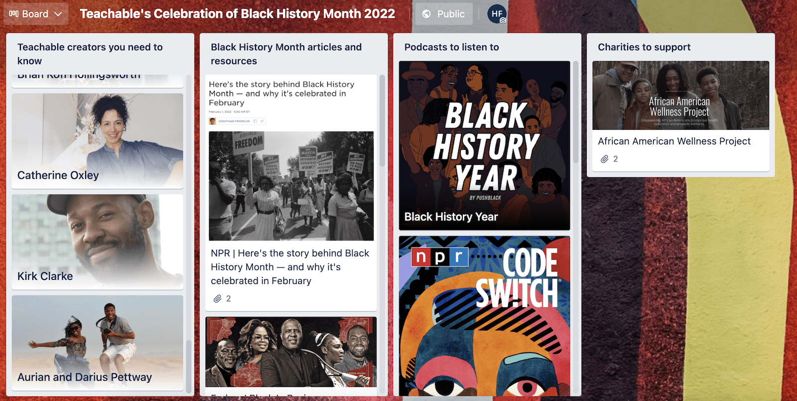 black history month 2022 resources board