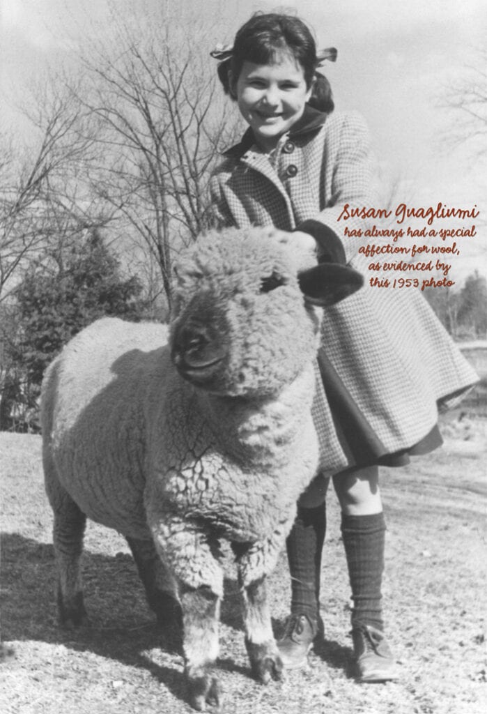 susan guagliumi with sheep as a little girl