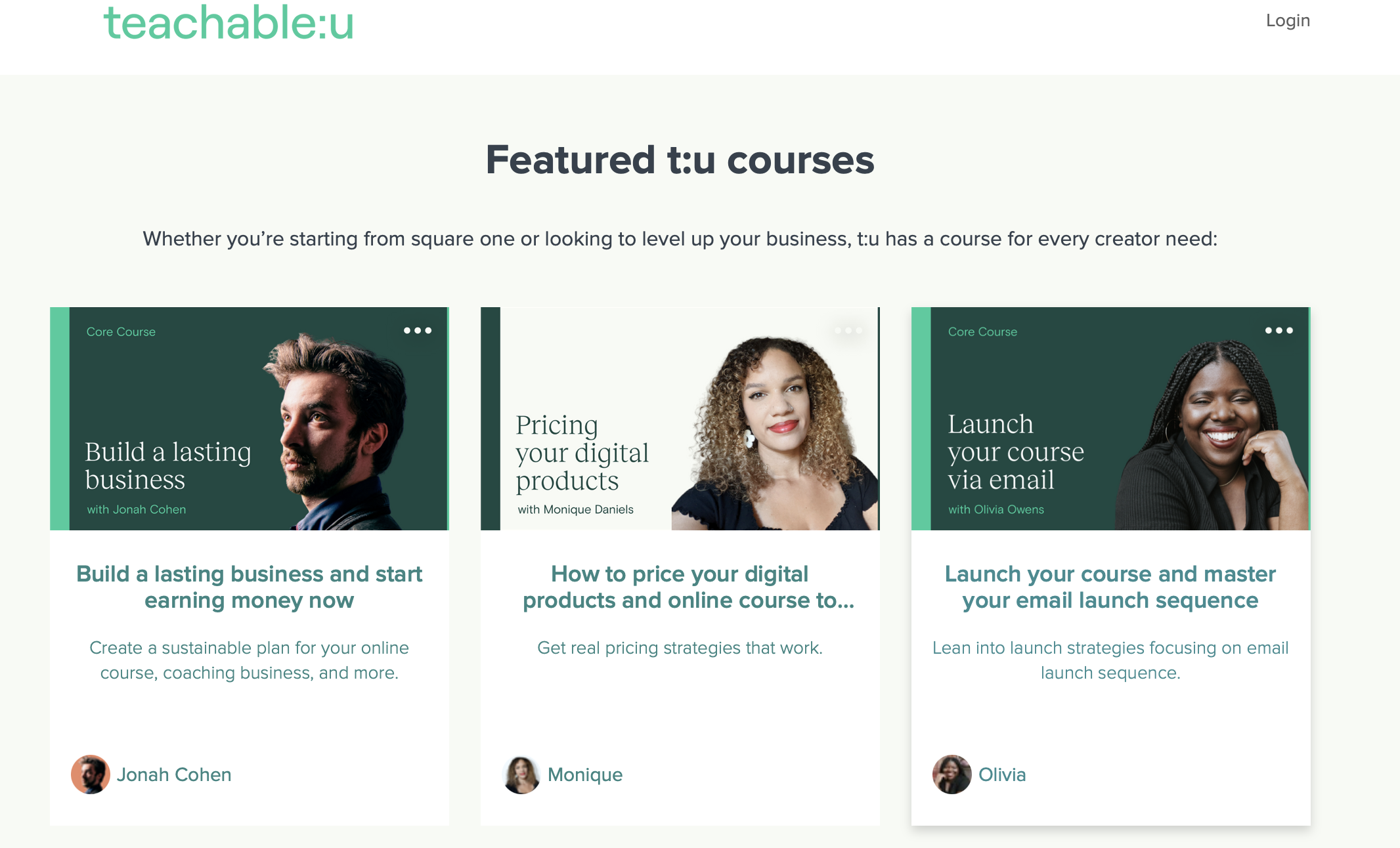 teachable:u courses preview