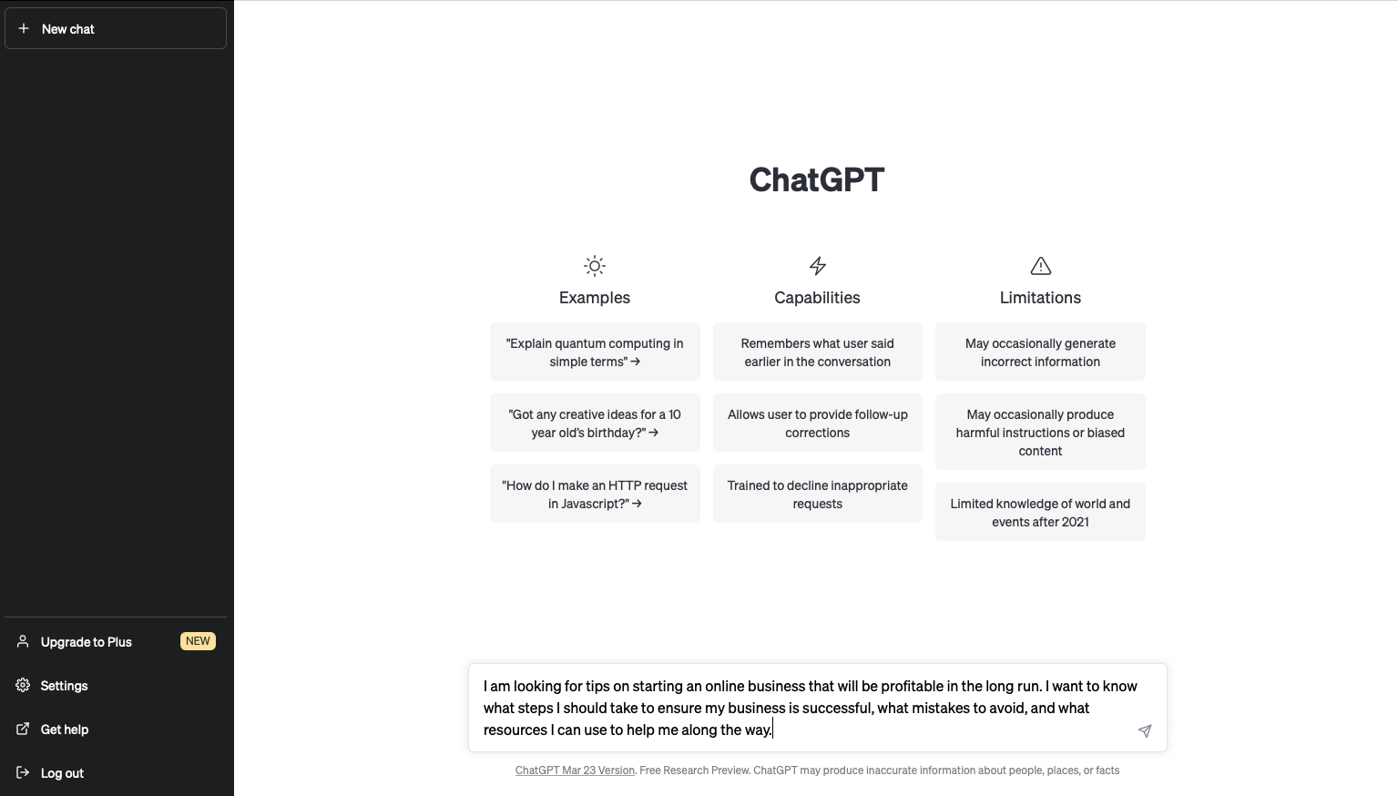 chatgpt first use