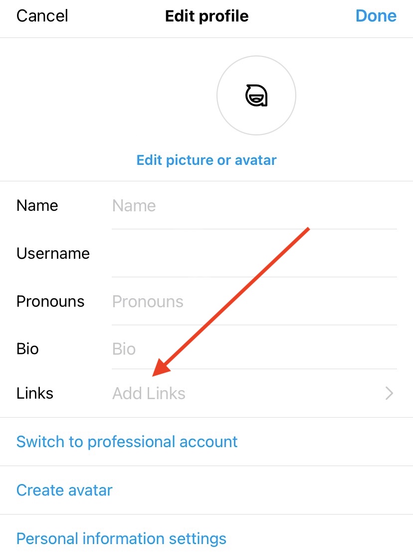 instagram links in bio