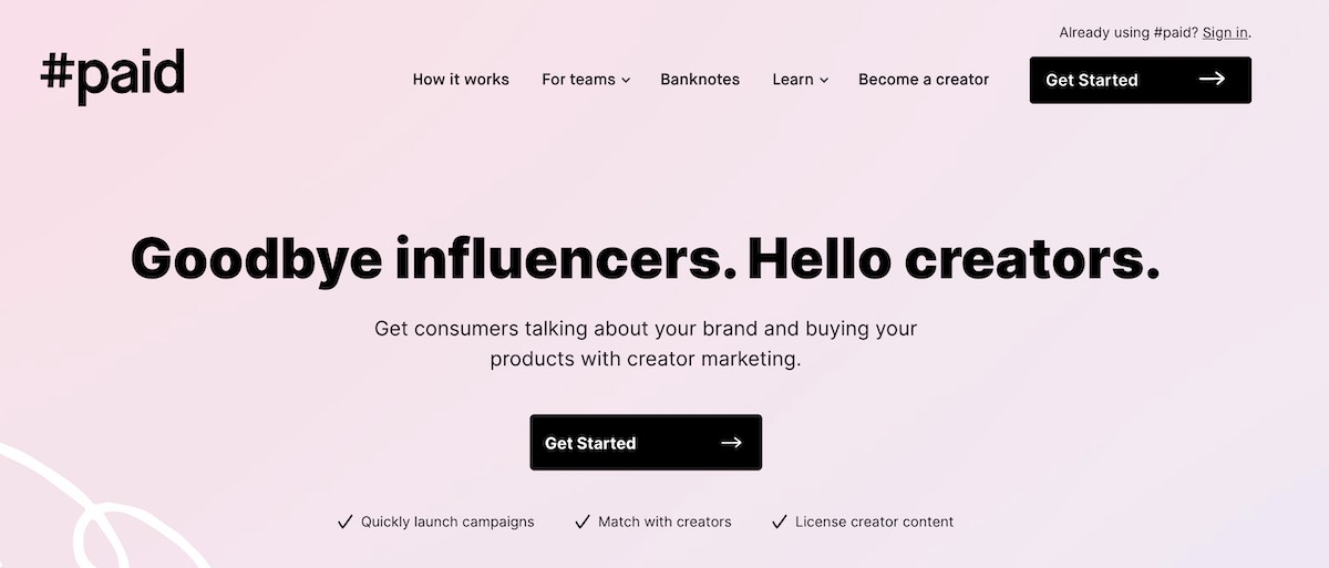 paid creator marketing platform